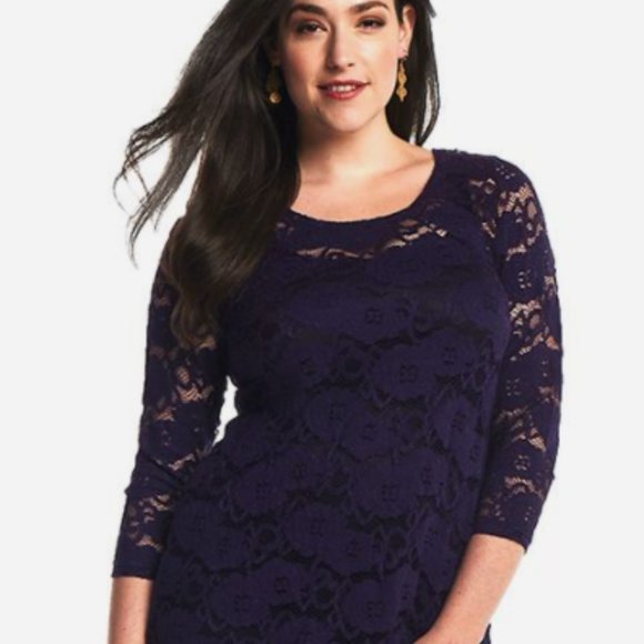 RUBY RIBBON Lace Tunic Deep PURPLE SMALL - Picture 1 of 5